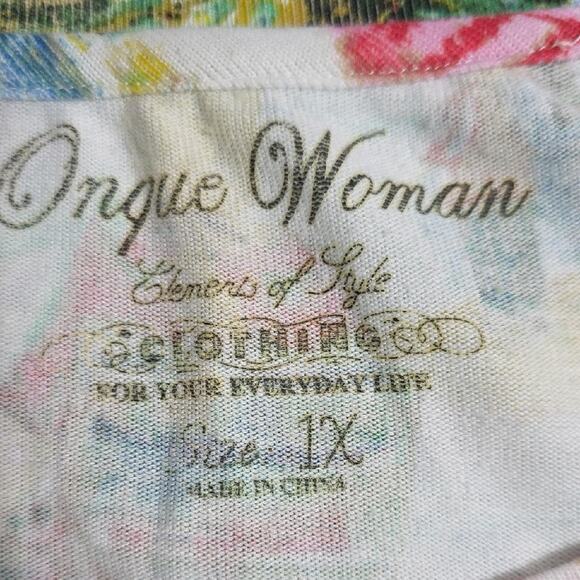 Onque Woman Elements Sz 1X Multicolor Bling Fun Eiffel Tower Graphic Top - Picture 10 of 12